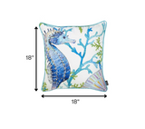 Blue and White Seahorse Marine Throw Pillow