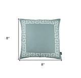 Gray and White Greek Key Bordered Throw Pillow