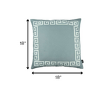 Gray and White Greek Key Bordered Throw Pillow