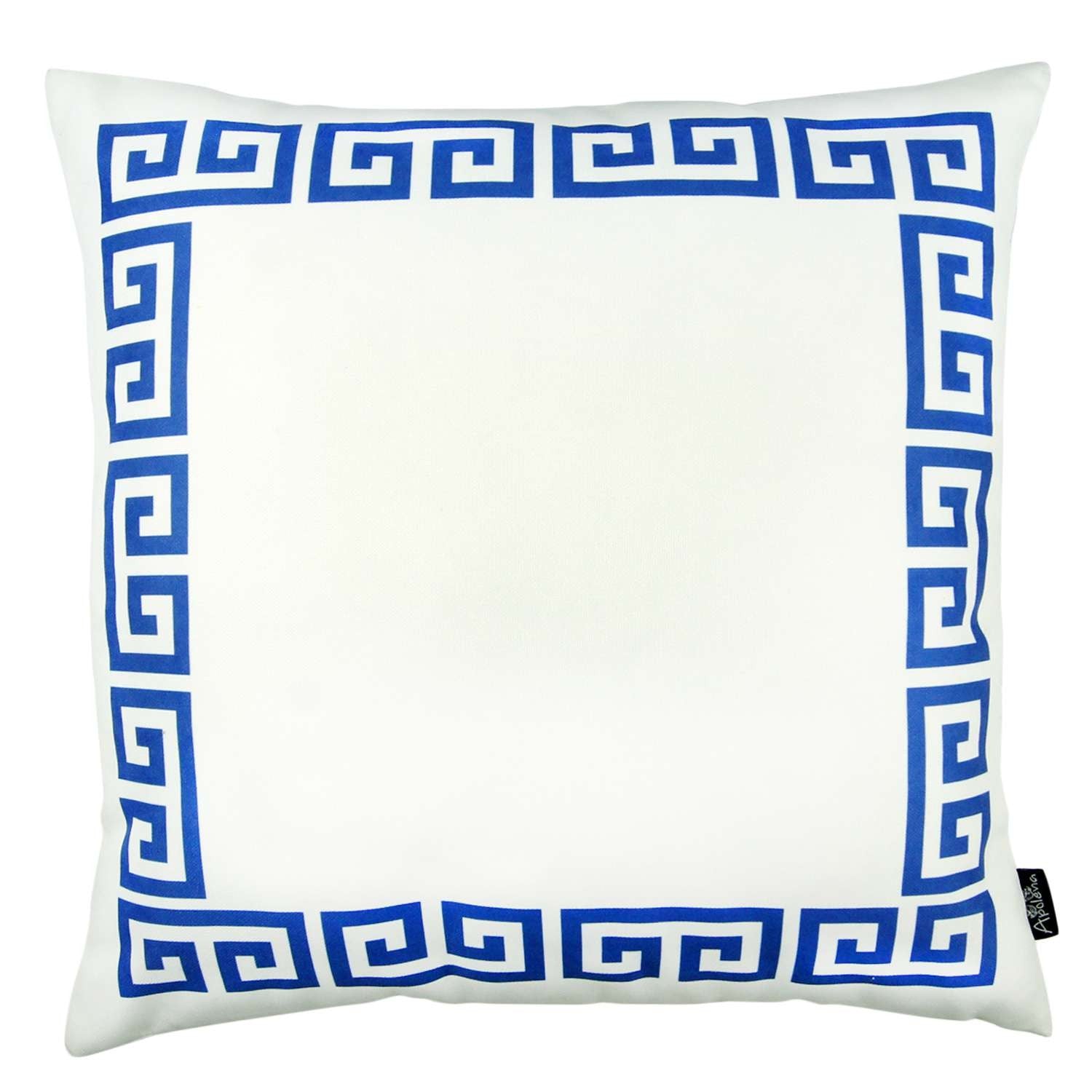 Blue and White Greek Key Classic Throw Pillow