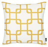 Yellow and White Grid Geometric Throw Pillow