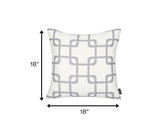 Gray and White Grid Geometric Throw Pillow