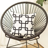 Black and White Grid Geometric Throw Pillow