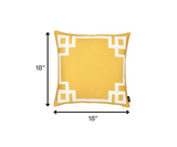 Yellow and White Geometric Border Throw Pillow