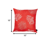 Red and Silver Coral Reef Decorative Throw Pillow