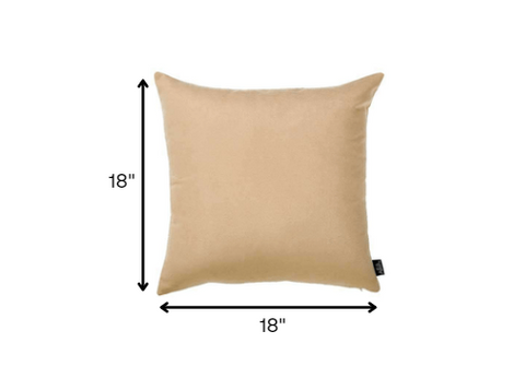 Set of 2 Tan Modern Square Throw Pillows