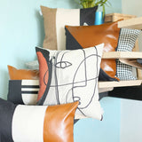 Slanted Black and Brown Faux Leather Throw Pillow