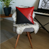 Slanted Black and Red Faux Leather Throw Pillow