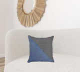 Blue Houndstooth Modern Decorative Throw Pillow