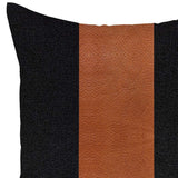 Black and Brown Strap Faux Leather Throw Pillow