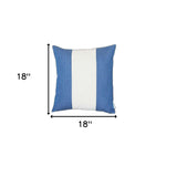 Blue and White Centered Strap Throw Pillow