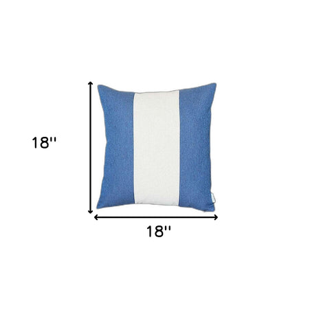 Blue and White Centered Strap Throw Pillow