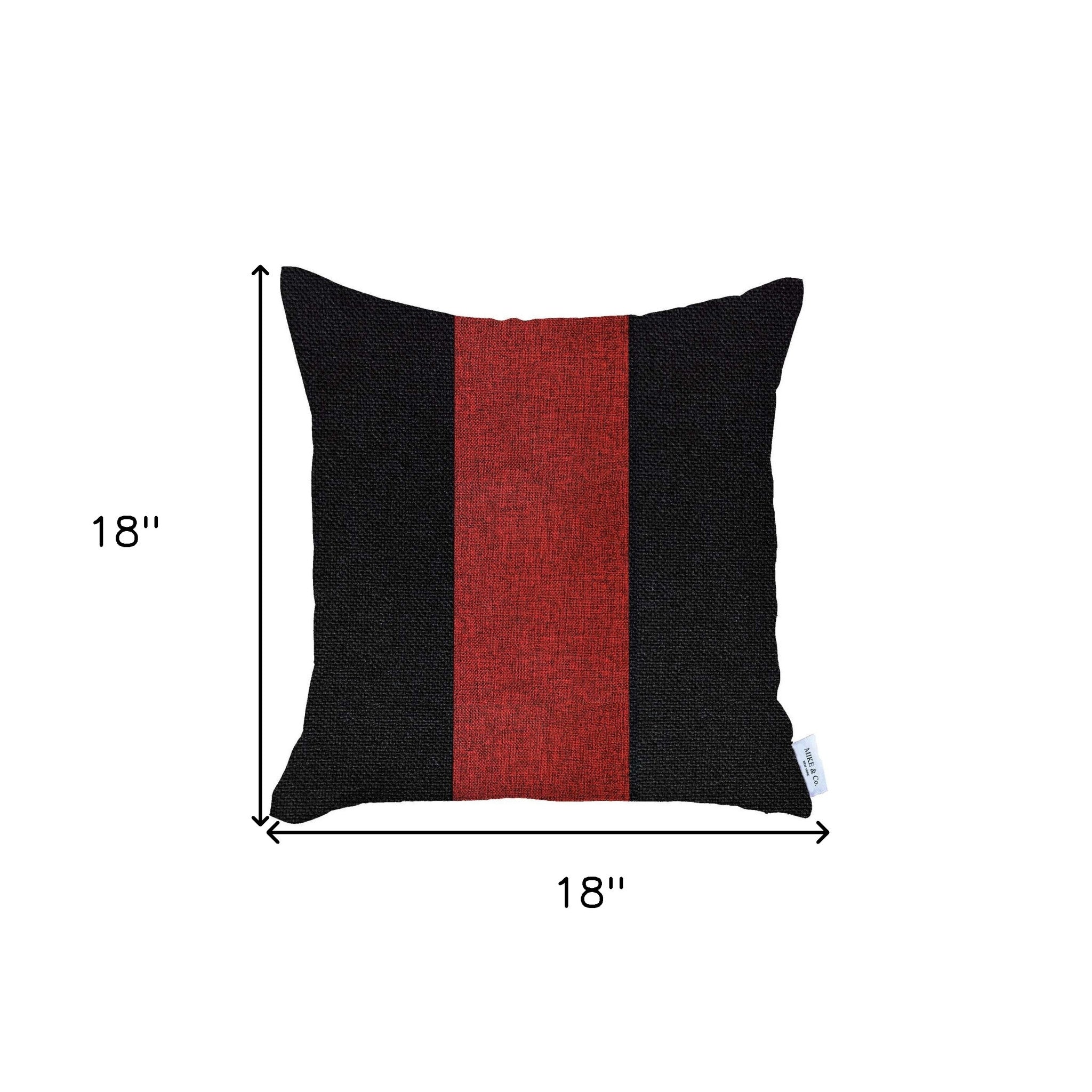 Black and Red Centered Strap Throw Pillow