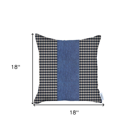 Blue Houndstooth Decorative Throw Pillow