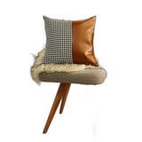 Houndstooth Divided Brown Faux Leather Throw Pillow