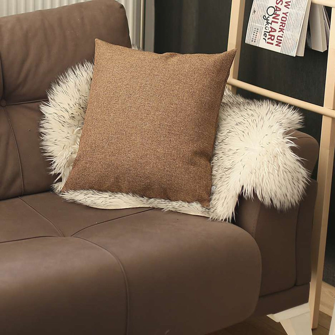 Brown Modern Textured Throw Pillow