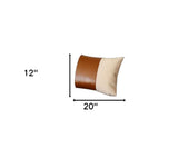 White Base and Brown Center Lumbar Throw Pillow