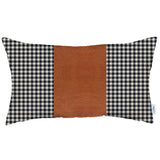 Brown Band Houndstooth Lumbar Throw Pillow