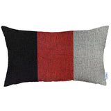 Red Tripartite Lumbar Throw Pillow