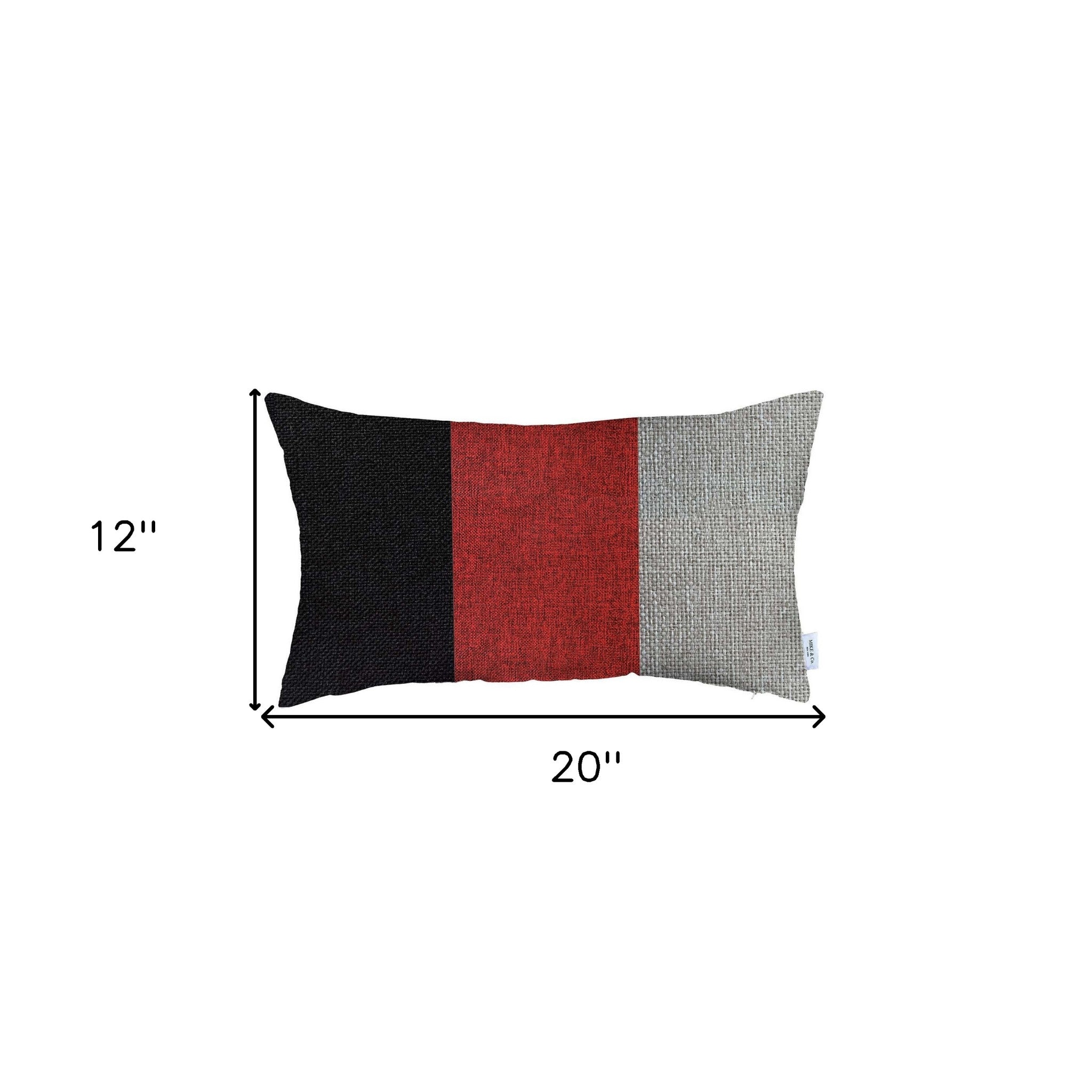 Red Tripartite Lumbar Throw Pillow