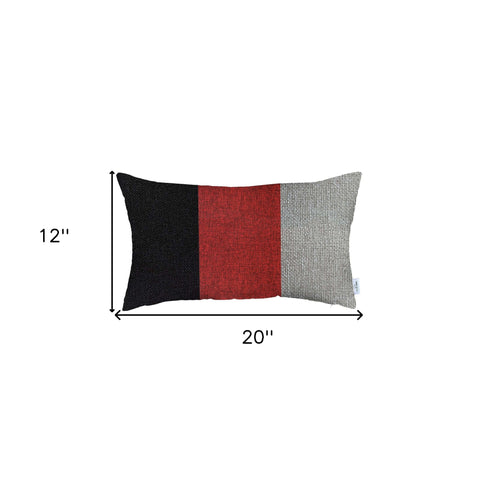 Red Tripartite Lumbar Throw Pillow