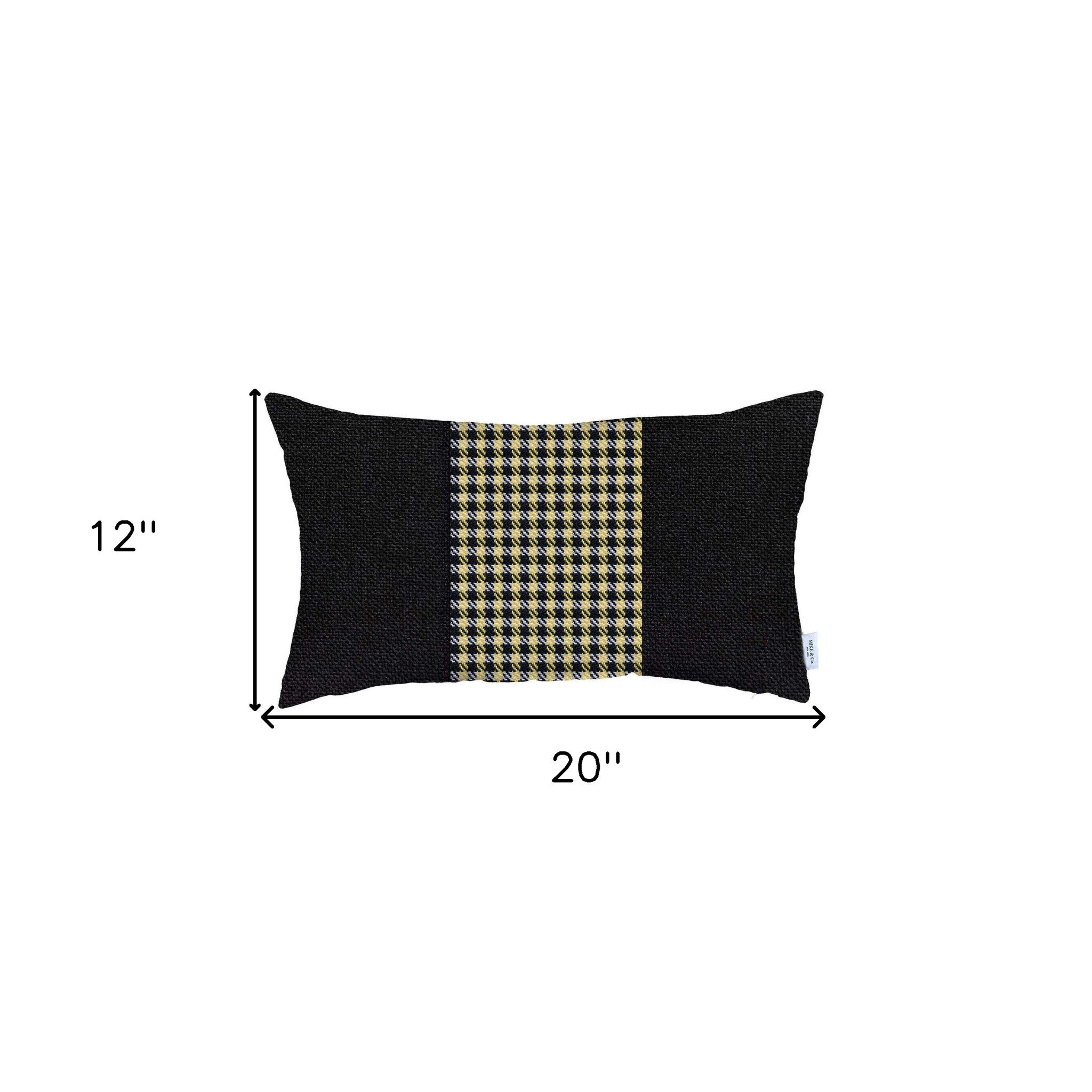 Yellow and Black Houndstooth Lumbar Throw Pillow