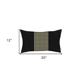 Yellow and Black Houndstooth Lumbar Throw Pillow