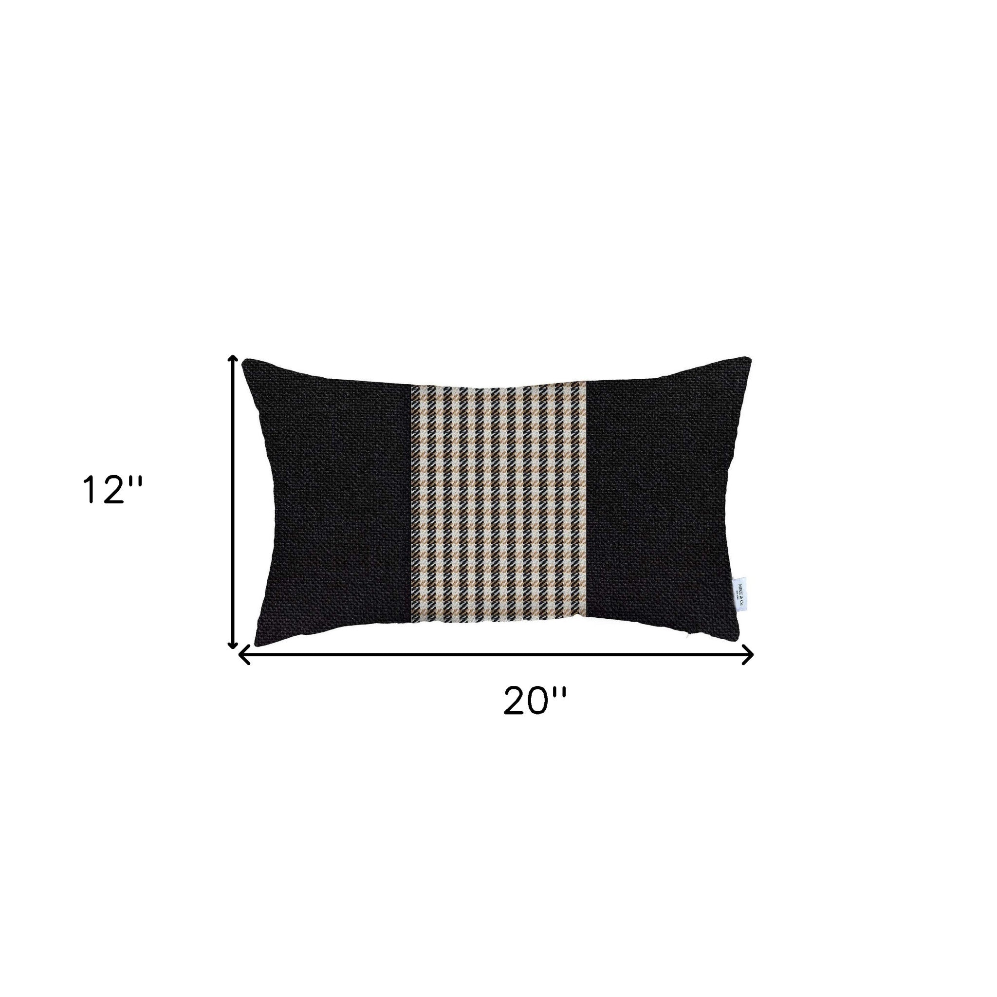 Tan and Black Houndstooth Lumbar Throw Pillow