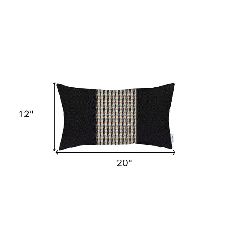 Tan and Black Houndstooth Lumbar Throw Pillow