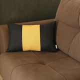 Black and Yellow Midsection Lumbar Throw Pillow