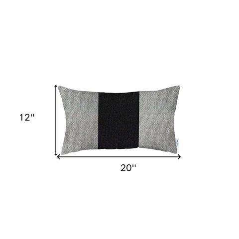 White and Black Midsection Lumbar Throw Pillow