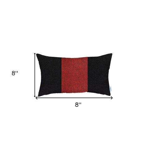 Black and Red Midsection Lumbar Throw Pillow