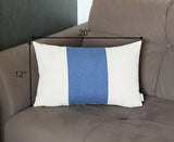 White and Blue Midsection Lumbar Throw Pillow