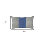 White and Blue Midsection Lumbar Throw Pillow