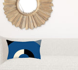 Blue Half Circle Modern Lumbar Throw Pillow