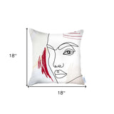 White Printed Face Boho Chic Throw Pillow