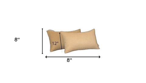 Set of 2 Tan Modern Lumbar Throw Pillows