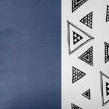 Navy Triangular Motifs Faux Leather Throw Pillow