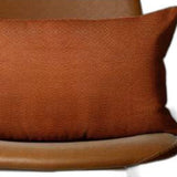 Solid Brown Faux Leather Lumbar Throw Pillow