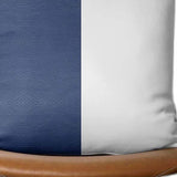 White and Navy Faux Leather Square Throw Pillow