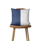 White and Navy Faux Leather Square Throw Pillow