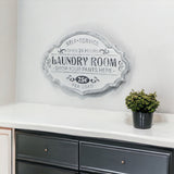 15" X 22" White Metal Distressed Laundry Wall Decor