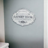 15" X 22" White Metal Distressed Laundry Wall Decor