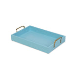 Light Blue Wooden Tray with Gold Handles