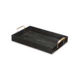 Black Wooden Tray with Gold Handles