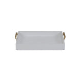 White Wooden Tray with Gold Handles