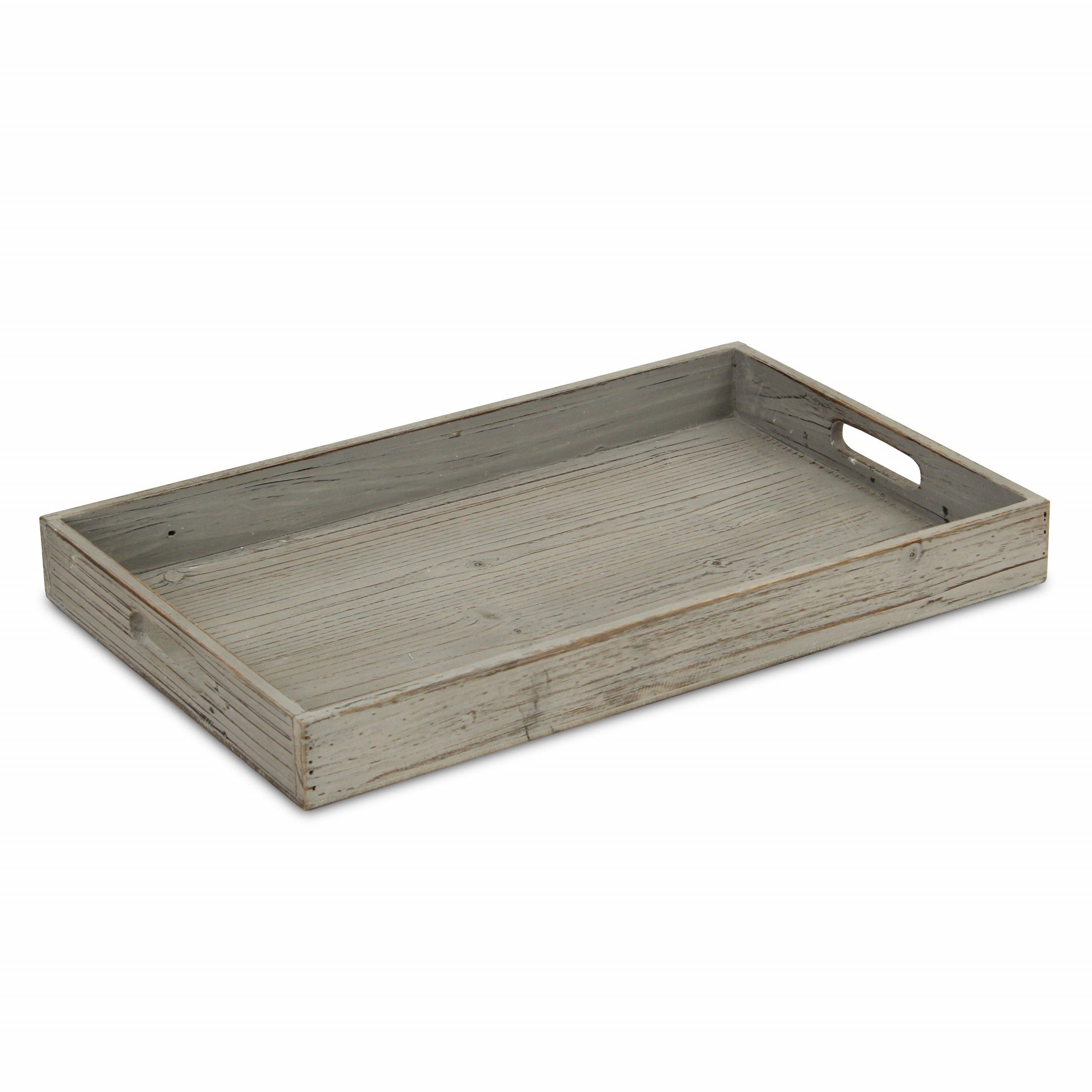 19" Gray Minimalist Wooden Tray