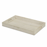 20" White Wash Minimalist Wood Tray With Handles