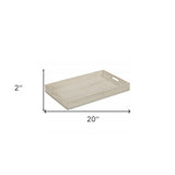 20" White Wash Minimalist Wood Tray With Handles