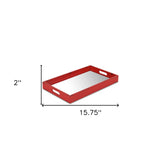 Red Wooden Mirrored Serving Tray